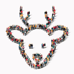 group  people  shape  deer