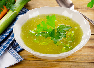 Meat broth with parsley