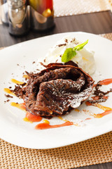 chocolate pancakes with ice cream