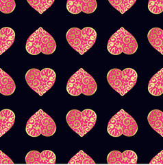 Seamless vector gold pattern with hearts. Vector illustration