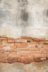 Bricks texture  covered with old concrete background