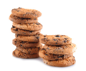 Fototapeta na wymiar Cookies with chocolate crumbs isolated on white background