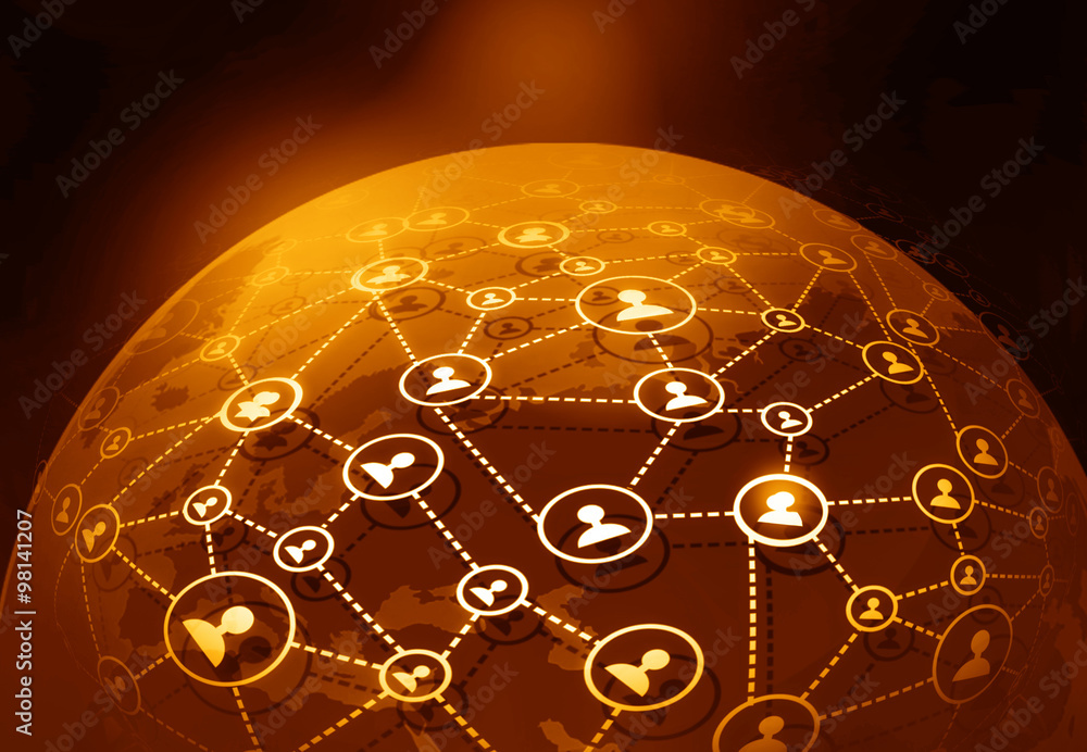 Poster futuristic background of global business network; internet; globalization concept;