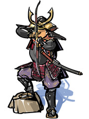 Fototapeta premium 弓を弾く武将