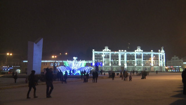 Vologda.Russia.New year capital of Russia.night Christmas town,time lapse.