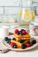 Fresh homemade brussels waffles