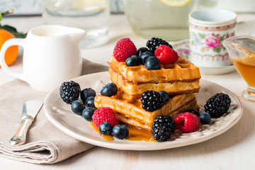 Fresh homemade brussels waffles