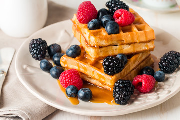 Fresh homemade brussels waffles