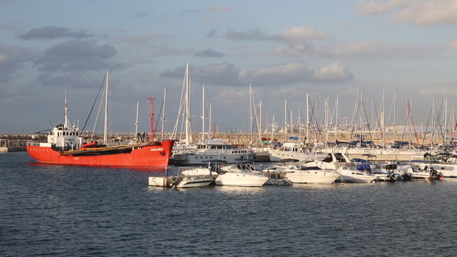 sailboats and yacht moored at Marina in Ashdod, Israel
