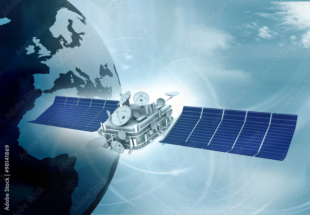 Aufkleber digital world with satellite networking.