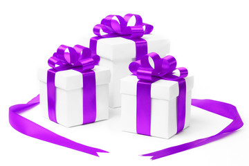 set of gift boxes with a tape