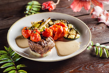 grilled meat with vegetables