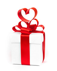 Stylized valentine heart made from red bow