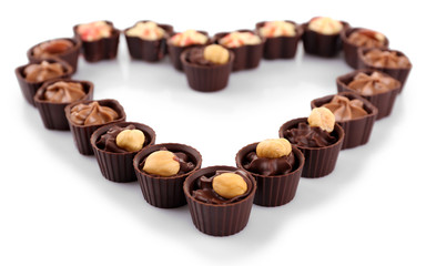 Chocolate sweets isolated on white