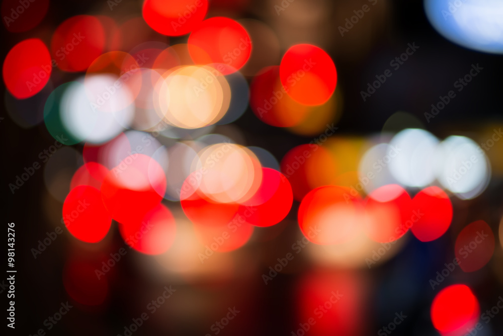 Wall mural bokeh city lights on street