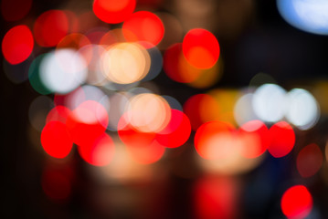 bokeh city lights on street