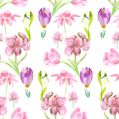 Spring flower seamless pattern