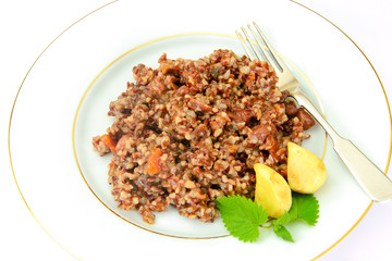 Healthy Food: Pilaf with Meat and Red Rice.