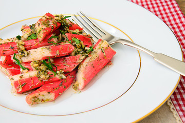 Marinated Crab Sticks in Butter with Lemon