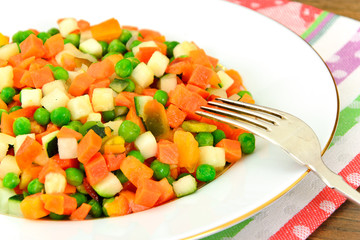 Juicy Vegetable Stew. Paprika, Peas, Carrots. Diet Food.