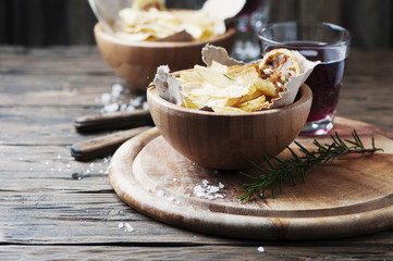 French fried potatoes with lemon and rosemary