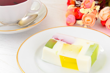 Diet Dessert: Fruit Jelly, Gelatin and Tea.