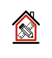 Architectural design conceptual symbol, simple house icon