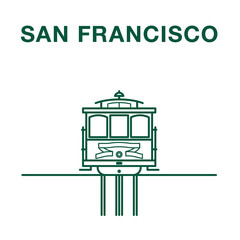 San Francisco Cable Car  Line Art Illustration