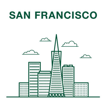 San Francisco Trans America Building Line Art Illustration