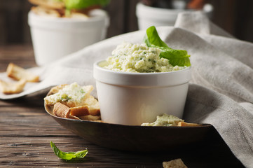Cheese cream with parmesan and basil