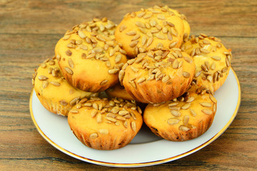 Fresh Cupcakes with Sunflower Seeds.