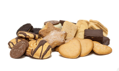 variety of sweet cookies on white background