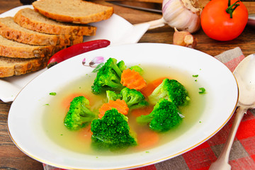 Broccoli and Carrots Soup. Diet Fitness Nutrition