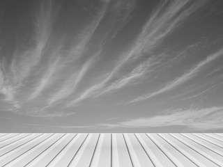 wooden terrace with sky for background