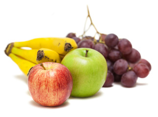 group of fruits on white background
