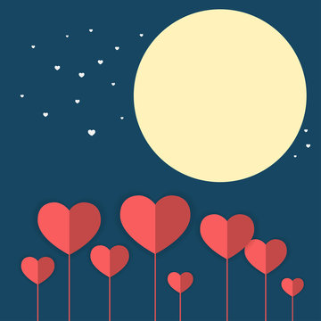 card with heards. Flat design