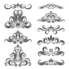 Design ornamental elements set. Floral tattoo in vintage style.