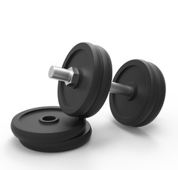 dumbbell isolated on white background with clipping path 3d rend