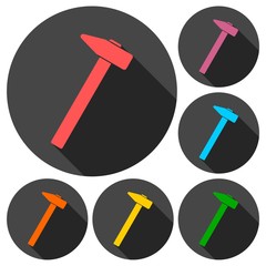 Hammer Icons set with long shadow
