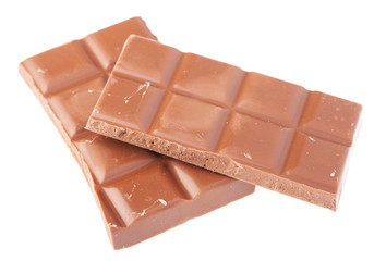 two chocolate bars isolated on a white background