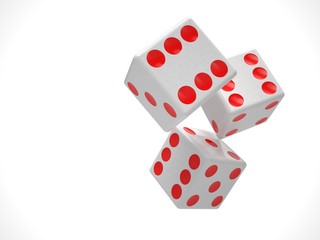 three dices on white