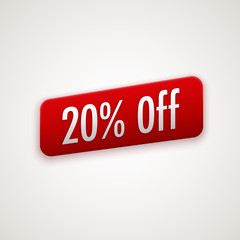 Vector red sticker, badge with 20% off label