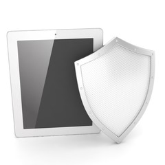 Tablet PC and shield on whute device security concept