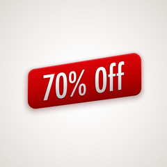 Vector red sticker, badge with 70% off label