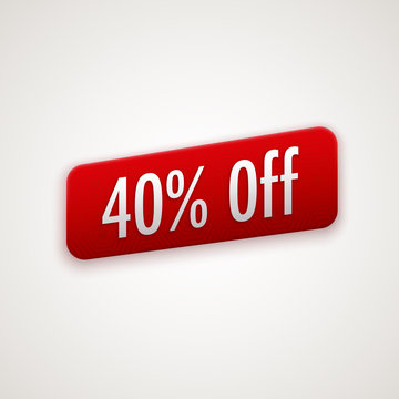Vector red sticker, badge with 40% off label