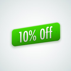 Vector green sticker, badge with 10% off label