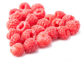 raspberry heart isolated on a white background