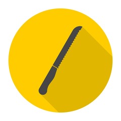 Kitchen knife icon with long shadow