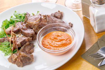 Beef slices with sauce
