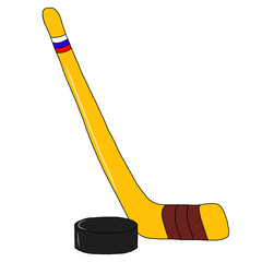 Hockey stick and puck